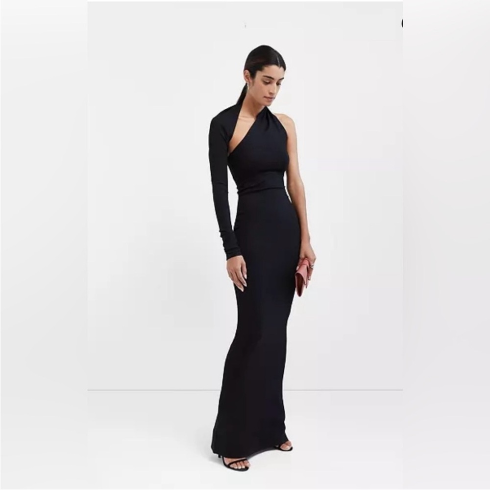 NWOT MARCELLA Manhattan One Shoulder Gown Maxi Dress In Black XS